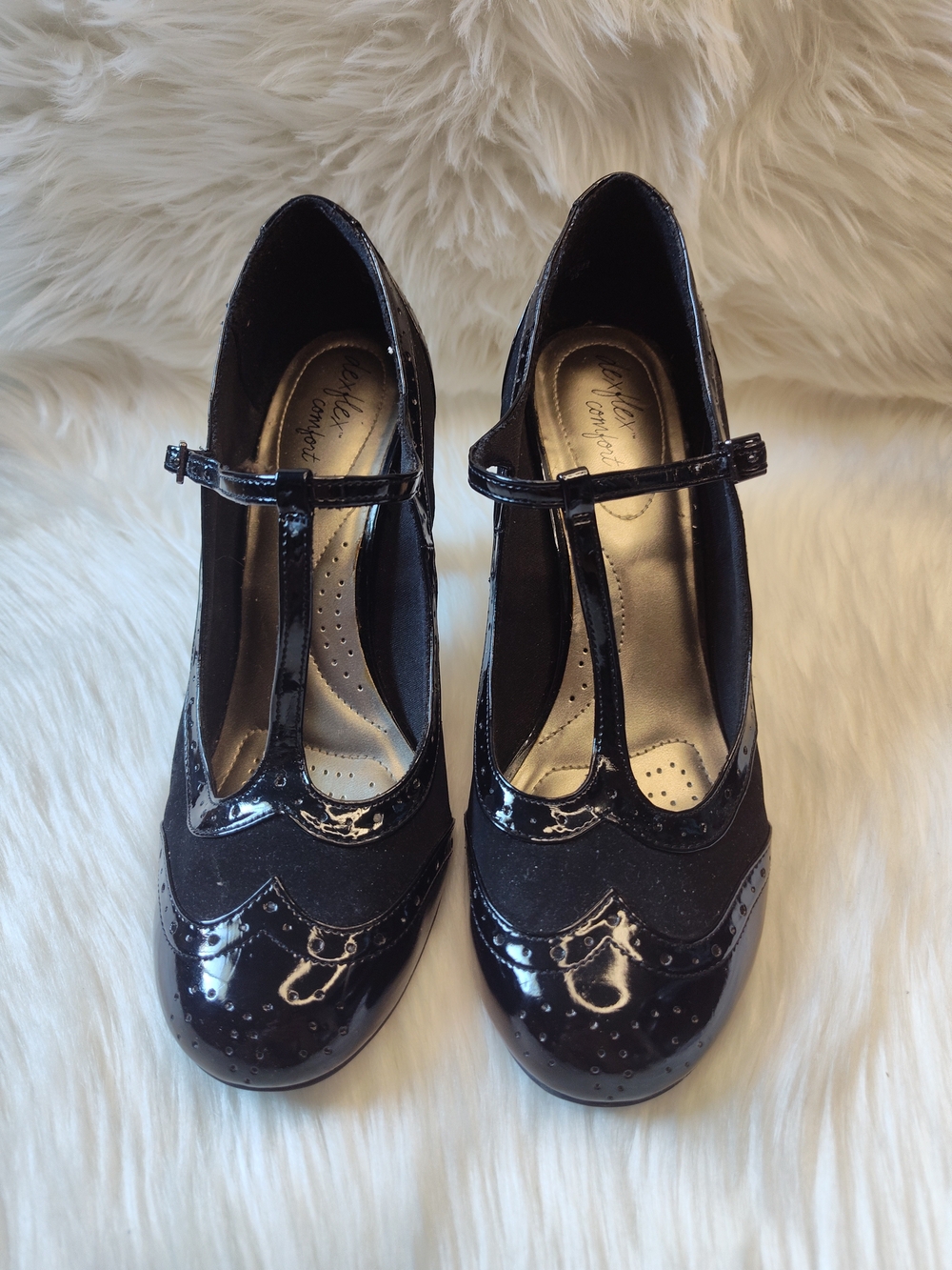 Black T-Strap Mary Jane Women's Heels